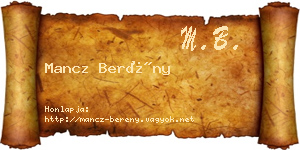Mancz Berény névjegykártya